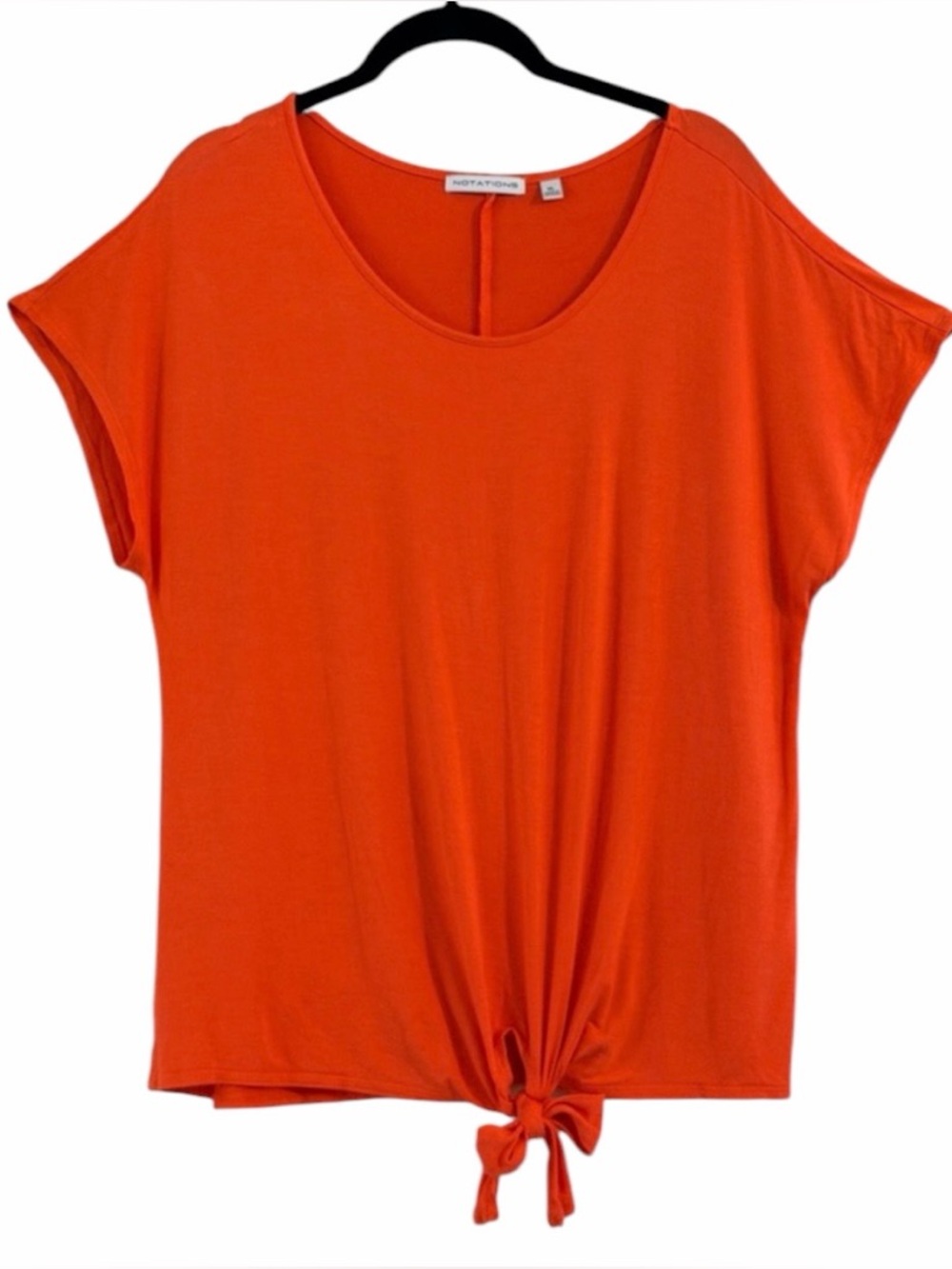 Notations Orange Tie Front Tee Short Sleeve Top Size XL